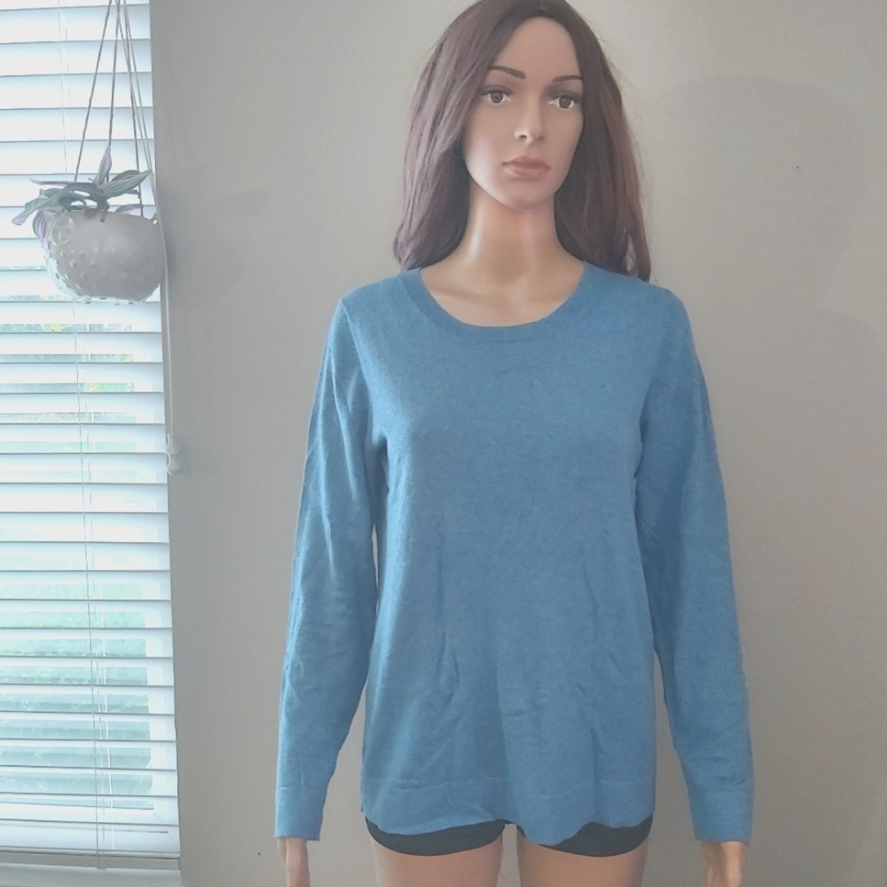 J. Crew Tedding blue cotton wool blend crew neck sweater